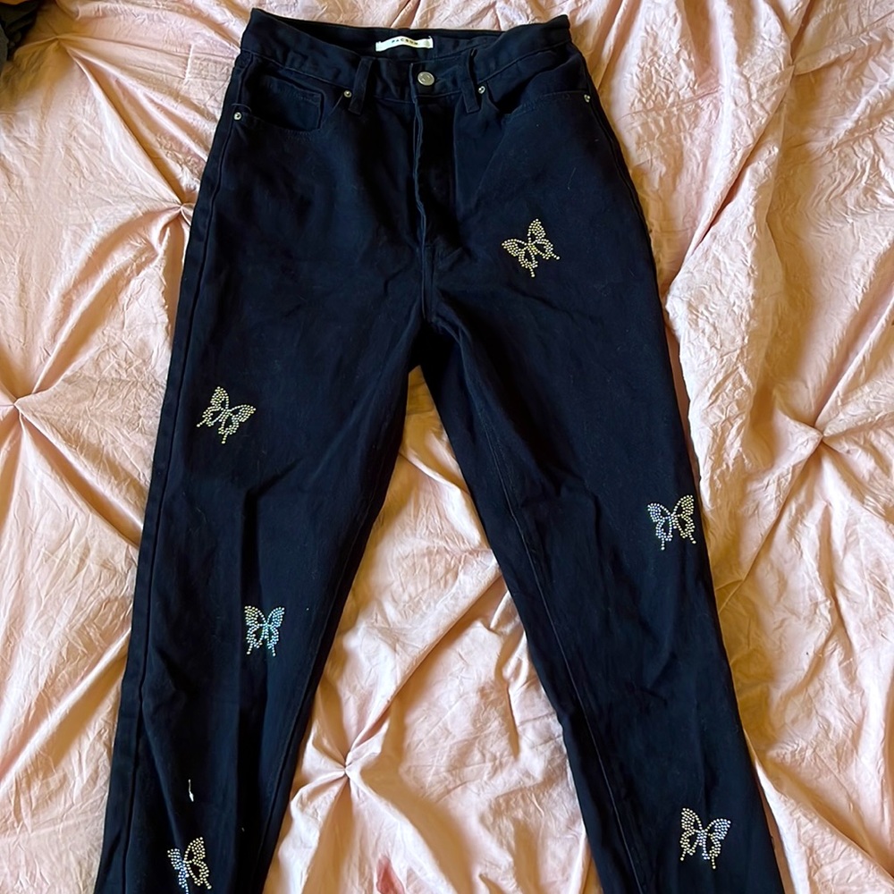 Pacsun Size 26 Ultra High Rise Slim Black Butterfly jeans